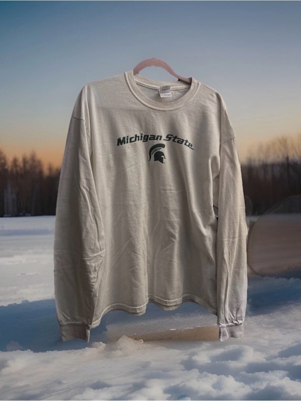 Vintage 90s Michigan State Long Sleeve Shirt Size XL White University College